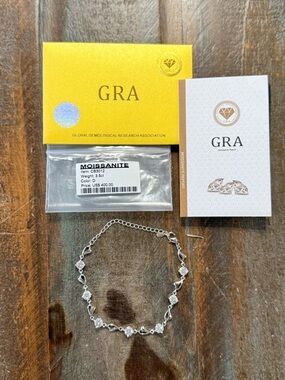 Moissanite 925 Sterling Silver Heart Link Bracelet 3.5ct GRA Certified NWT